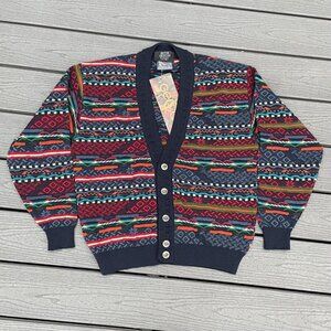 Vintage Geccu Austrailia Cardigan Sweater 3D Knit Merino Wool Mulitcolor